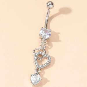 1 LEFT! Heart Rhinestone Bellybutton Ring